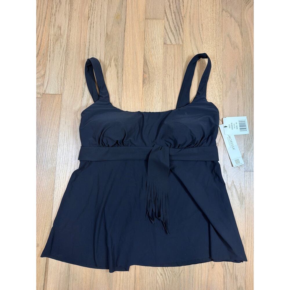 Amoressa Swimwear by Miraclesuit Size 10 Banda Obi Black Tankini Top Underwire